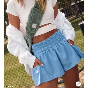 Free People Get Your Flirt On Shorts Blue